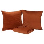 1001kdo - couverture couvre lit 260 x 240 cm avec taies lilou terracotta