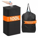 100l noir collecteur de bouteilles avec couvercle, poubelle tri selectif pour plastique, bouteilles verre, ...