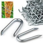 100pcs cavalier de fixation clou double pointe attache grillage double clou cavalier en u crampillon ...