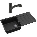 Swiss aqua technologies - 100x50 cm �vier avec �gouttoir r�versible en granite � encastrer + mitigeur ...