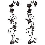 105 x 30cm 2 sets stickers muraux fleur de vigne noir deisgn en pvc autocollant mural pour enfants chambre ...