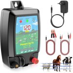 10km cl�ture �lectrique pour animaux, puissante 2j electrificateur cl�ture �lectrique avec �cran lcd, ...