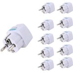 10pc adaptateur de prise europ�enne schuko type e / f mondial convertisseur de voyage universel pour ...