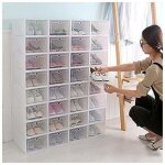 10pcs boite a chaussures epaissie boite de rangement etagere a chaussures a clapet en plastique transparent, ...
