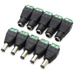 10pcs dc d'alimentation connecteur mle / femelle fiche 12v prise jack adaptateurs, pour prise pour camra ...