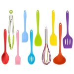10pcs silicone ustensiles de cuisine spoonula brush fouet spatule louche slotted turner et spoon tongs ...