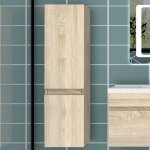 110cm colonne salle de bain bois clair, armoire haute étagère de rangement, meuble de salle de bain 110cm colonne salle de bain bois clair, armoire haute étagère de rangement, meuble de salle de bain