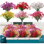 12 bouquets de fleurs artificielles pour l'extrieur, pas de dcoloration, fausses fleurs en plastique, ...