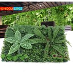 12 morceaux de mur de plantes de simulation, mur de plantes en plastique cl�ture artificielle panneau ...