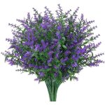 12 pcs plante de lavande artificielle int�rieur et ext�rieur plastique r�sistant aux uv fausses fleurs ...