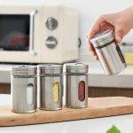 12 pices botes  pices avec couvercle pivotant, bouteille d'assaisonnement en acier inoxydable, pot ...