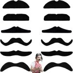 12 pi�ces fausses moustaches, moustache autocollante, auto adh�sif moustache, fausse barbe, moustache ...