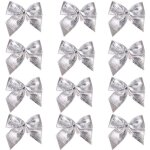 12 pi�ces mignonnes d�corations d'arbre papillon avec ruban � suspendre (12 pi�ces, argent)