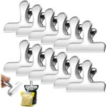 12 pi�ces pince sachet alimentaire en acier inoxydable, 78mm acier inoxydable pince � dessin en m�tal ...