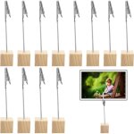 12 pices porte photos en bois avec clips crocodile, supports de cartes multifonctionnels pour dcoration ...