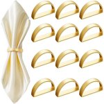 12 pi�ces ronds de serviette c?ur creux or r�fl�chissant, personnalis�s pour d�coration de table festive ...