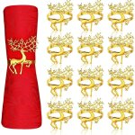 12 pi�ces ronds de serviette renne de no�l, 6cm or porte - serviettes elk boucle de serviette de cerf ...