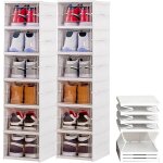 12 x botes de rangement  chaussures pliables blanc avec couvert transparente plastique