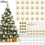 120 ornements sapin de noel fleurs artifici pailletes suspension flocon de neige boule de nol sucre ...