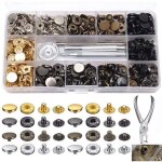 120 pi�ces kit de fermoirs � pression en m�tal - boutons - pression avec pince � poin�onner professionnelle ...