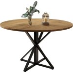 120cm table � manger ronde en bois pour 4 - 6 personnes, pi�tement m�tal solide, pour cuisine, salle ...