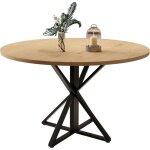 120cm table � manger ronde en bois pour 4 - 6 personnes, pi�tement m�tal solide, pour cuisine, salle ...