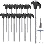 12pcs piquets de tente en acier avec foreur ? arrache - clou, 25 cm sardines de fixation sardines camping ...