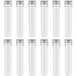 12pcs tubes � essai dragees bapteme 40ml en plastique transparent avec bouchon � visser pour