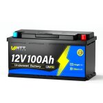 12v 100ah h190 bluetooth batterie lithium, batterie lifepo4 avec protection low - temp, bms 100a, 1280wh, ...