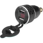 12v - 24v 4. 2a voltm�tre rouge moto double chargeur usb din socket pour bmw moto - noir