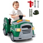 12v camion de pompiers lectrique enfant avec musique, alarme, klaxon, volant & pdale, 5 accessoires, ...