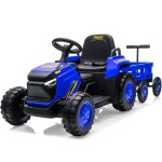 12v tracteur �lectrique enfants - pelle & remorque amovible, 6 pneus & led & klaxon, t�l�commande 2, ...
