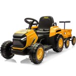 12v tracteur �lectrique enfants - pelle & remorque amovible, 6 pneus & led & klaxon, t�l�commande 2, ...