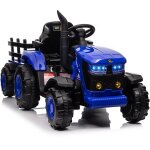 12v tracteur lectrique enfants avec remorque amovible double moteur 35w, voiture lectrique  6 pneus ...