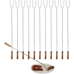 12x brochettes de grill piques pour barbecue grillades en inox couverts viande lgume 80 cm, nature / ...