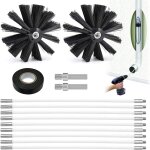 14 pi�ces kit ramonage poele pellet, kit de ramonage flexible avec 2 brosse tuyau de po�le 150mm, 9 tiges ...