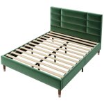 Gutent - 140x200cm cadre de lit tapiss, avec tte de lit, velours vert fonc, (matelas non inclus)