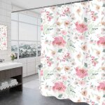 150 x 200cm rideau de douche avec 12 crochets s�chage rapide(manoir des roses), tissu polyester imperm�able ...