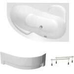 Siko - 150x100 cm laguna fortuna plus baignoire asymtrique en acrylique, droite + tablier 150 cm + pieds, ...