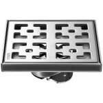 15x15cm siphon de douche carr� bross�, siphon de sol en acier inoxydable avec grille amovible, passoire ...