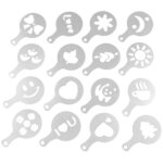 16 pochoirs en plastique pour mousse de cappuccino, � vaporiser, pour d�corer soi - m�me son caf�. moule ...