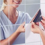 16pcs miroir autocollant miroir adhsif dcoratif miroir carrs argent amovible mosaque dcorative ...