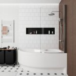 Siko 170x100 cm fortuna plus baignoire asym�trique en acrylique, droite + tablier + pare - baignoire ...