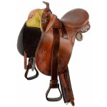 18 , chestnut rosso: selle australienne avec pommeau en cuir lisse, complte avec triers, sassinga et ...