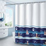 180 x 200cm rideau de douche avec 12 crochets s�chage rapide(bateau), tissu polyester imperm�able lavable ...