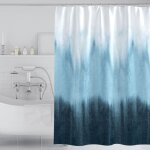 180 x 200cm rideau de douche avec 12 crochets schage rapide(dgrad bleu), tissu polyester impermable ...