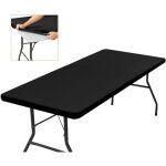 1830�760�5)nappe rectangulaire de table ajust�e noire , extensible, avec �lastique, lavable en machine, ...
