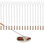 18x brochettes de grill piques pour barbecue grillades en inox couverts viande lgume 80 cm, nature / ...