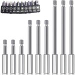 19 pi�ces 1 / 4  hexagonale magn�tiques porte embout visseuse tournevis torx long rallonge embout visseuse ...