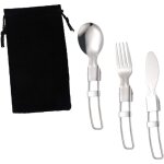 1ensemble couverts acier inoxydable pour camping vaisselle portable avec sacoche pour adultes